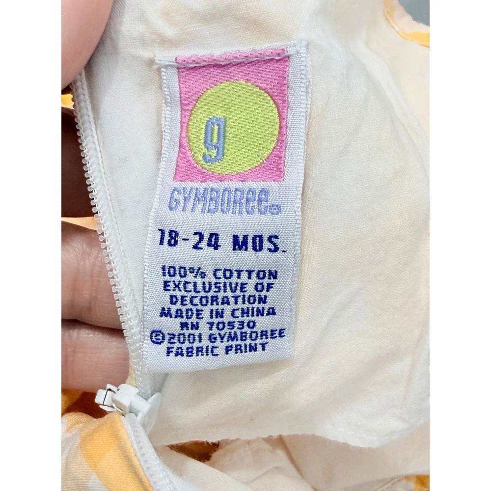 Vtg Gymboree Yellow Gingham Smocked Watermelon Dress sz 18-24 Months 2001 y2k